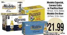 Big Saver Foods Modelo Especial, Corona Extra or Pacifico Beer offer