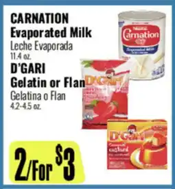 R Ranch Markets CARNATION Evaporated Milk, D'GARI Gelatin or Flan offer