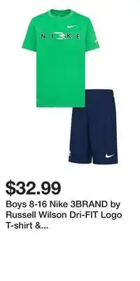 Kohl's Boys 8-16 Nike 3BRAND by Russell Wilson Dri-FIT Logo T-shirt & Athletic Shorts 2-Piece Set offer