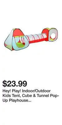 Kohl's Hey! Play! Indoor/Outdoor Kids Tent, Cube & Tunnel Pop-Up Playhouse Hut offer