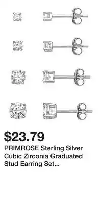 Kohl's PRIMROSE Sterling Silver Cubic Zirconia Graduated Stud Earring Set of 4 offer