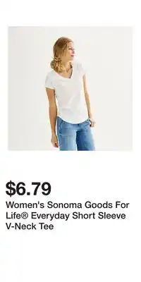 Kohl's Women's Sonoma Goods For Life Everyday Short Sleeve V-Neck Tee offer