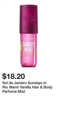 Kohl's Sol de Janeiro Sundays in Rio Warm Vanilla Hair & Body Perfume Mist offer