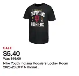 Dick's Sporting Goods Nike Youth Indiana Hoosiers Locker Room 2025-26 CFP National Champions T-Shirt offer