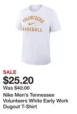 Dick's Sporting Goods Nike Men's Tennessee Volunteers White Early Work Dugout T-Shirt offer