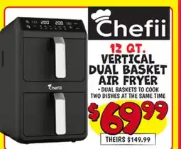 Ollie's CHEFII 12 QT. VERTICAL DUAL BASKET AIR FRYER offer