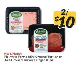 Winn Dixie Plainville Farms Ground Turkey or Turkey Burger offer