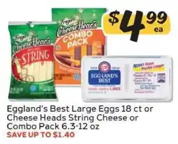 Winn Dixie Eggland's Best Large Eggs 18 ct or Cheese Heads String Cheese or Combo Pack offer