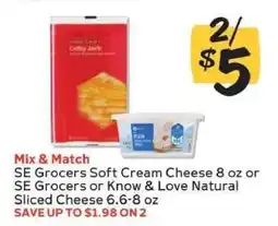 Winn Dixie SE Grocers Soft Cream Cheese or SE Grocers or Know & Love Natural Sliced Cheese offer
