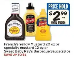 Winn Dixie French's Yellow Mustard or Sweet Baby Ray's Barbecue Sauce offer