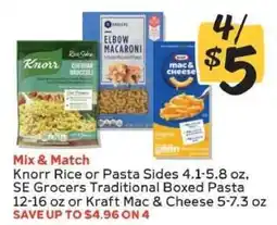 Winn Dixie Knorr Rice or Pasta Sides, SE Grocers Traditional Boxed Pasta, Kraft Mac & Cheese offer