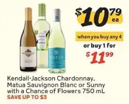 Winn Dixie Kendall-Jackson Chardonnay, Matua Sauvignon Blanc or Sunny with a Chance of Flowers 750 mL offer