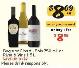 Winn Dixie Bogle or Clos du Bois 750 mL or River & Vine 1.5 L offer