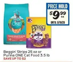 Winn Dixie Beggin' Strips 25 oz or Purina ONE Cat Food 3.5 lb offer