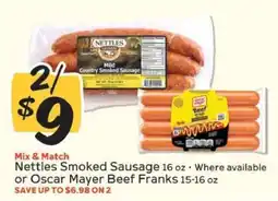 Winn Dixie Nettles Smoked Sausage or Oscar Mayer Beef Franks offer