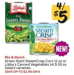 Winn Dixie Green Giant SteamCrisp Corn or Libby's Canned Vegetables offer