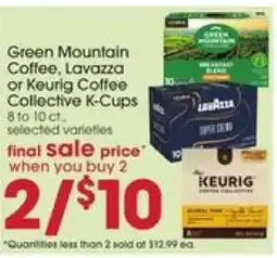 Giant Eagle Green Mountain Coffee, Lavazza or Keurig Coffee Collective K-Cups offer