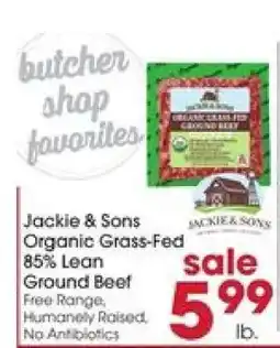 Giant Eagle Jackie & Sons Organic Grass-Fed 85% Lean Ground Beef offer