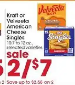 Giant Eagle Kraft or Velveeta American Cheese Singles offer