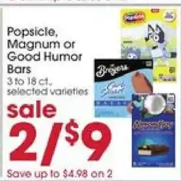 Giant Eagle Popsicle, Magnum or Good Humor Bars offer
