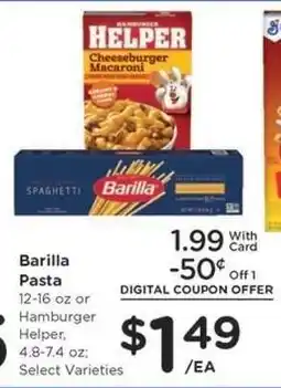 Kroger Barilla Pasta or Hamburger Helper offer