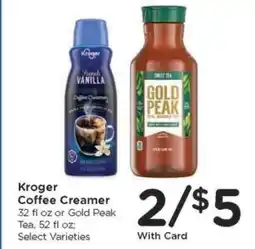 Kroger Kroger Coffee Creamer or Gold Peak Tea offer