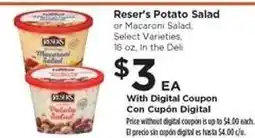 Food 4 Less Reser's Potato Salad or Macaroni Salad offer