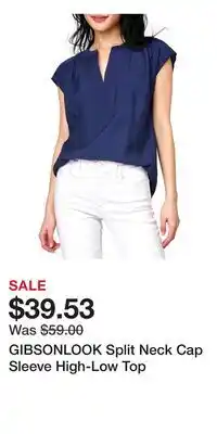 Nordstrom GIBSONLOOK Split Neck Cap Sleeve High-Low Top offer