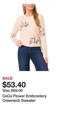Nordstrom CeCe Flower Embroidery Crewneck Sweater offer