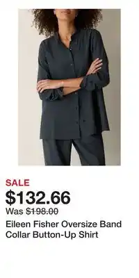 Nordstrom Eileen Fisher Oversize Band Collar Button-Up Shirt offer