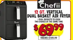 Ollie's CHEFII VERTICAL DUAL BASKET AIR FRYER offer