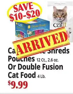 Ocean State Job Lot Catit Divine Shreds Pouches 12 Ct., 2.6 oz. Or Double Fusion Cat Food 4 Lb offer