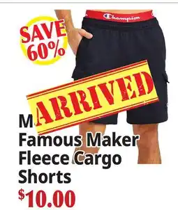 Ocean State Job Lot Men's Famous Maker Fleece Cargo Shorts offer