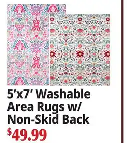 Ocean State Job Lot 5'x7' Washable Area Rugs w/ Non-Skid Back offer