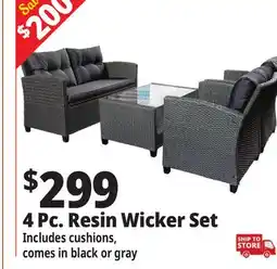 Ocean State Job Lot Outdoor 4-Piece Resin Wicker Patio Set Black/Black offer