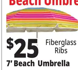 Ocean State Job Lot 7' Fiberglass Tilting Beach Umbrella offer
