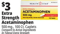 Ocean State Job Lot Health Star 500 mg Acetaminophen Pain Reliever 100 Caplets offer