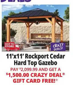 Ocean State Job Lot Rockport 11' x 11' Cedar Wood Hard Top Gazebo offer