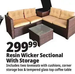 Ocean State Job Lot 4-Piece Resin Wicker Sectional with Storage Bin offer