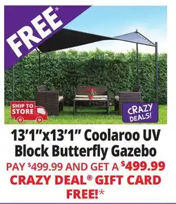 Ocean State Job Lot Coolaroo 13'1 X 13'1 UV Block Modern Butterfly Gazebo Charcoal offer