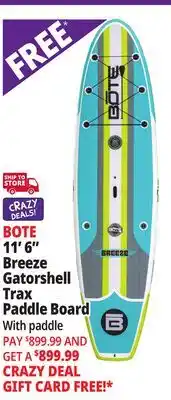 Ocean State Job Lot BOTE 11' x 6 Breeze Gatorshell Trax Paddle Board with Paddle Citron offer