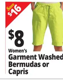 Ocean State Job Lot Women's Garment Washed Bermudas or Capris offer