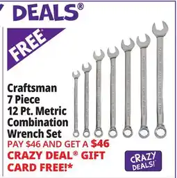 Ocean State Job Lot Craftsman 7 Piece 12 Pt. Metric Combination Wrench Set offer