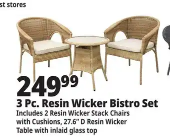 Ocean State Job Lot 3-Piece Resin Wicker Bistro Set Tan offer