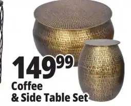 Ocean State Job Lot Hammered Metal Coffee Table and Side Table Set Brass Finish offer