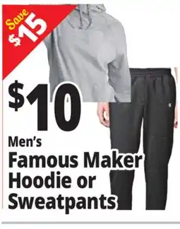 Ocean State Job Lot Men's Famous Maker Hoodie or Sweatpants offer