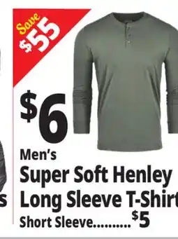 Ocean State Job Lot Men's Super Soft Henley Long Sleeve T-Shirt offer
