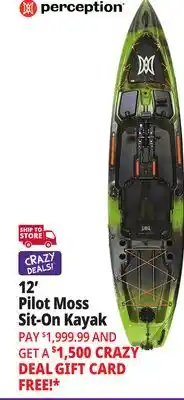 Ocean State Job Lot Perception Pescador Pilot 12.0 Fishing Pedal Kayak Sonic Camo offer