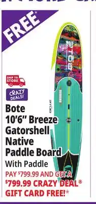 Ocean State Job Lot BOTE 10' x 6 Breeze Gatorshell Native Paddle Board with Paddle Native Spectrum offer