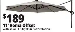 Ocean State Job Lot 11' Roma Offset Patio Umbrella with Solar LED Lights Beige offer